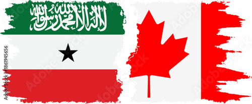 Canada and Somaliland grunge flags connection, vector