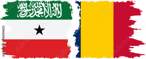 Chad and Somaliland grunge flags connection, vector
