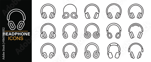 Music listening and sound monitoring icons set
