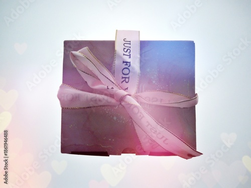 Gift Box with Ribbon and “Just For You” Message on Elegant Background