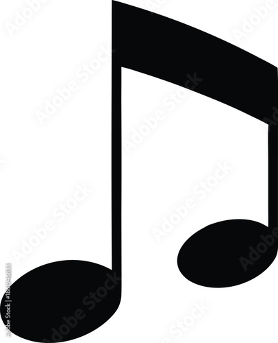 Black musical eighth note symbol, Melody beat tempo tune graphic