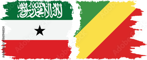 Congo-Brazzaville and Somaliland grunge flags connection, vector