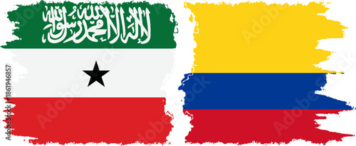 Colombia and Somaliland grunge flags connection, vector