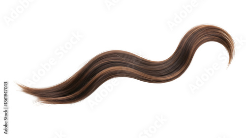 Wavy brown hair strand on black background