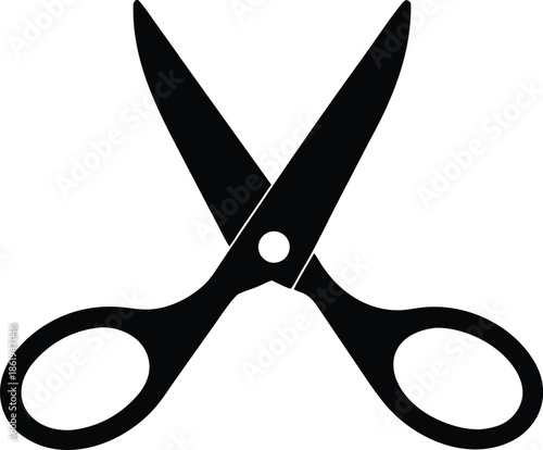 Open black scissors vector illustration, Cutting shears simple graphic symbol
