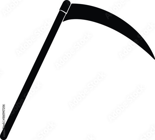 Black Scythe Farming Tool Silhouette, Grim Reaper Death Symbol Illustration