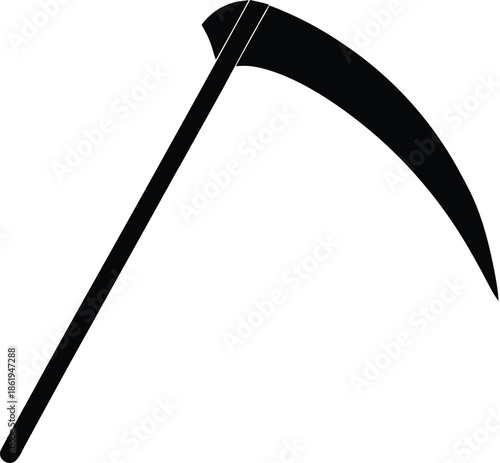 Black silhouette scythe illustration, Halloween horror death symbol