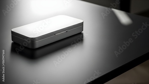 Modern Wireless Portable SSD on Black Table