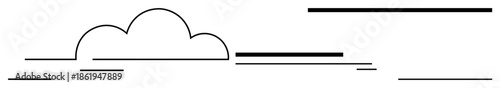 Simple cloud with horizontal lines varying in length and position, symbolizing data flow, storage, or networking. Ideal for technology, connection, internet, innovation, cloud computing digital