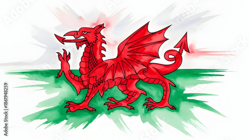 Red dragon of wales national symbol