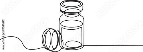A black and white line art illustration of a medical container, likely for vaccines or medication.