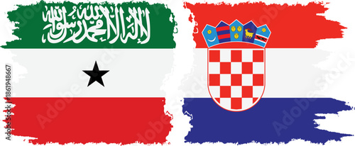 Croatia and Somaliland grunge flags connection, vector