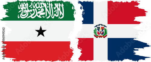 Dominican Republic and Somaliland grunge flags connection, vector