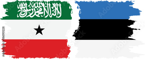 Estonia and Somaliland grunge flags connection, vector