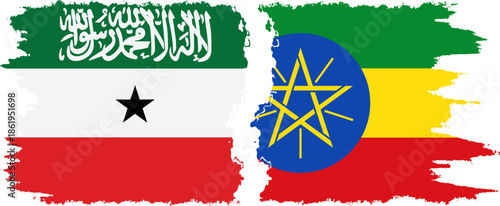 Ethiopia and Somaliland grunge flags connection, vector