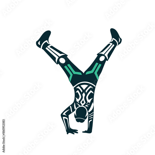 Stylized Handstand Figure Forming Letter Y Vector Icon