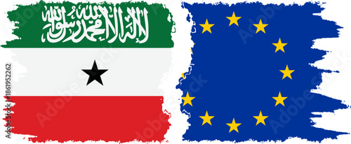 EU and Somaliland grunge flags connection, vector