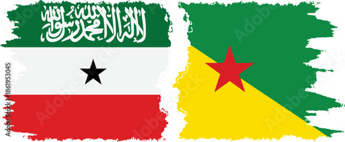 French Guiana and Somaliland grunge flags connection, vector