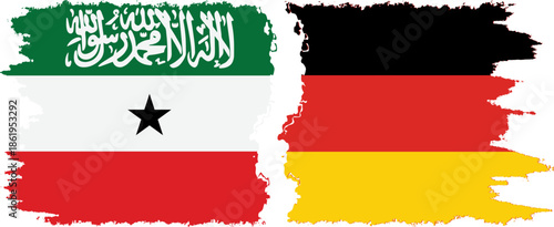 Germany and Somaliland grunge flags connection, vector