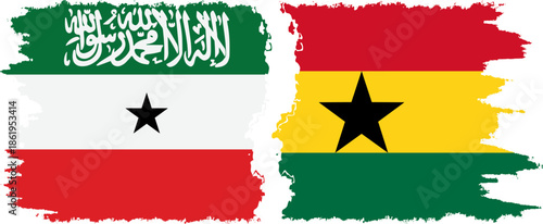 Ghana and Somaliland grunge flags connection, vector