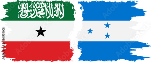 Honduras and Somaliland grunge flags connection, vector