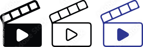 three film clipper black bule icon set vector illustration design art 