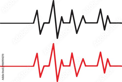 heartbeat red black line icons set vector illustration art two set 