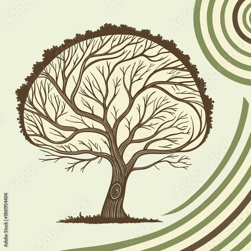 Abstract Natural Wood Grain Tree Ring Pattern, Organic Texture of Sawed Log with Concentric Circles, Minimalist Nature Background