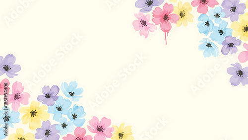 Modern vector watercolor-style floral wallpaper with soft blossom clusters and balanced negative space, premium botanical nature background for luxury interior design