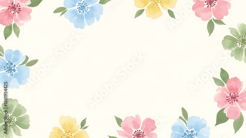 Modern vector watercolor-style floral wallpaper with soft blossom clusters and balanced negative space, premium botanical nature background for luxury interior design