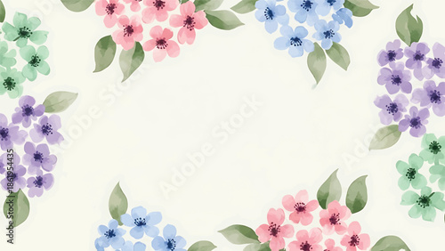 Modern vector watercolor-style floral wallpaper with soft blossom clusters and balanced negative space, premium botanical nature background for luxury interior design