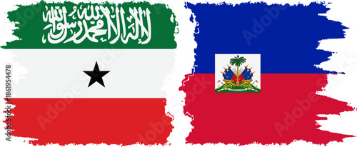 Haiti and Somaliland grunge flags connection, vector