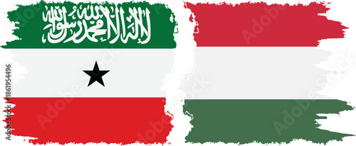 Hungary and Somaliland grunge flags connection, vector