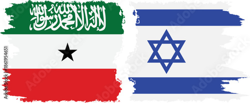 Israel and Somaliland grunge flags connection, vector