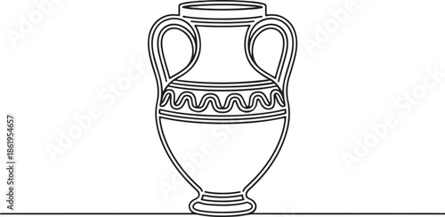 A set of simple vector illustrations of classical pottery storage vessels with two handles and a narrow neck.