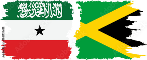 Jamaica and Somaliland grunge flags connection, vector