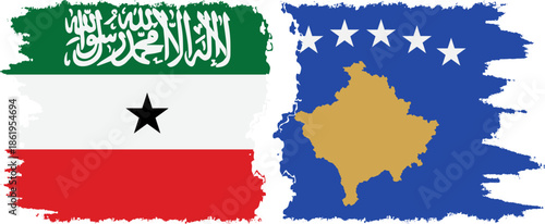 Kosovo and Somaliland grunge flags connection, vector