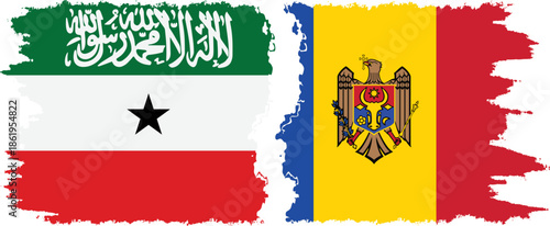 Moldova and Somaliland grunge flags connection, vector