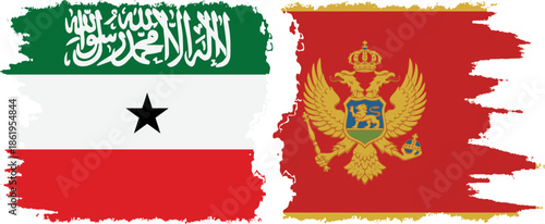 Montenegro and Somaliland grunge flags connection, vector