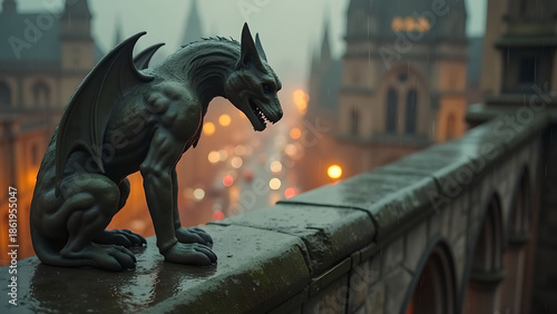 Gargoyle Overlook: Cityscape Guardian in Stone