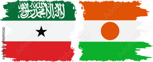 Niger and Somaliland grunge flags connection, vector