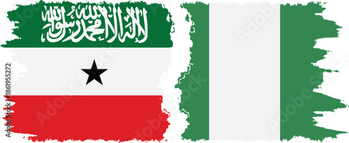Nigeria and Somaliland grunge flags connection, vector