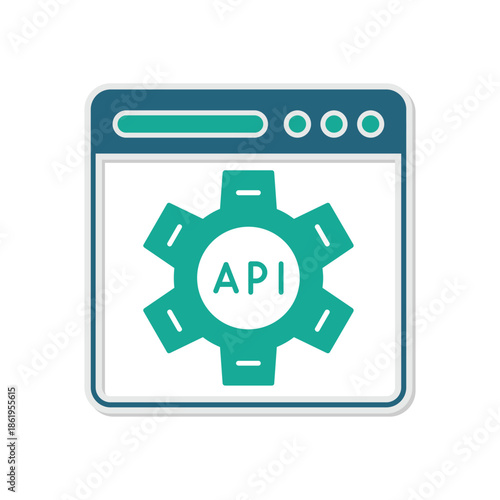 API Integration Concept Illustration with Gear Inside Browser Window