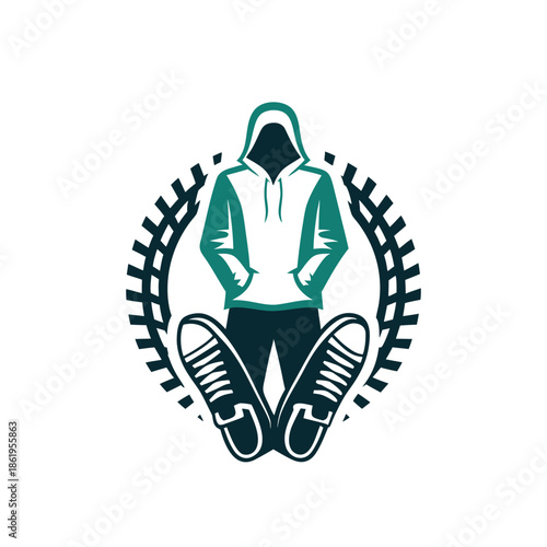 Urban Hoodie and Sneakers Vector Illustration with Gear Frame