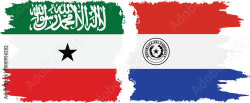 Paraguay and Somaliland grunge flags connection, vector