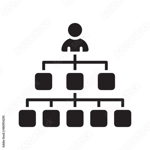 Organizational Chart Icon Vector Illustration Representing Business Hierarchy, Management Structure, and Corporate Leadership Flow
