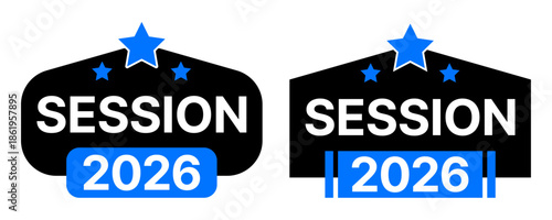 Set of academic session 2026 badge label vector illustration isolated on transparent background