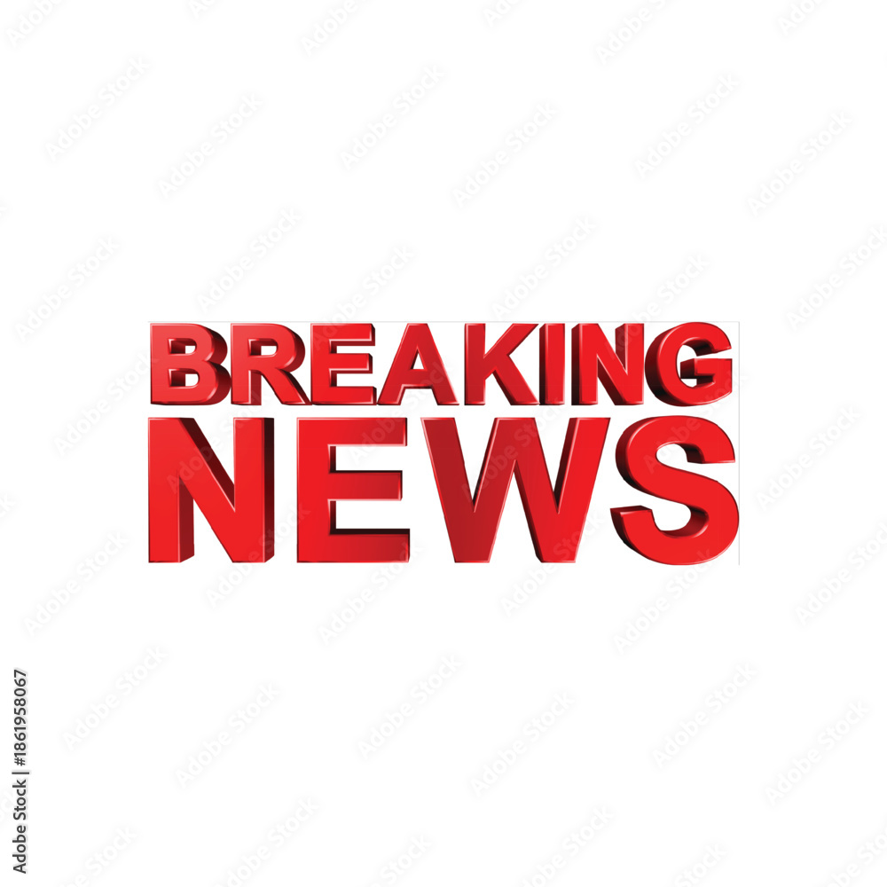Fototapeta premium Breaking news red text on white background