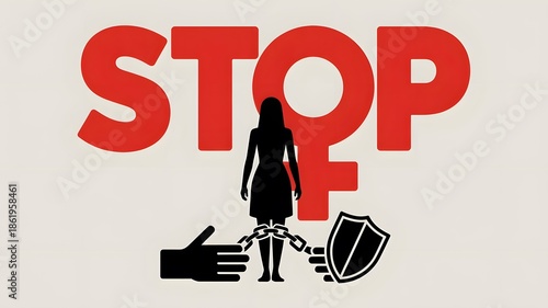 Stop Female Genital Mutilation Awareness Poster – Human Rights and Women Protection Concept Design