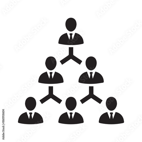 Business Hierarchy Pyramid Icon Vector Illustration Showing Organizational Structure, Corporate Management Team, and Leadership Flow Chart
